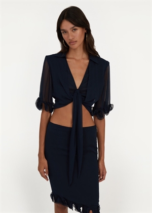 Tula above knee chiffon ruffle skirt Sky Captain ROTATE By Birger Chrisensen 